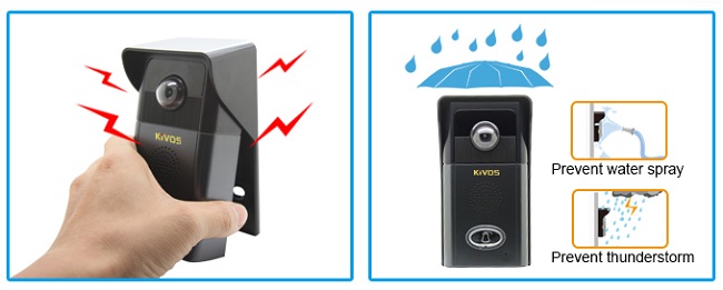 Видеодомофон KIVOS 303 может работать практически в любых погодных условиях, к тому же его внешний блок не так легко украсть