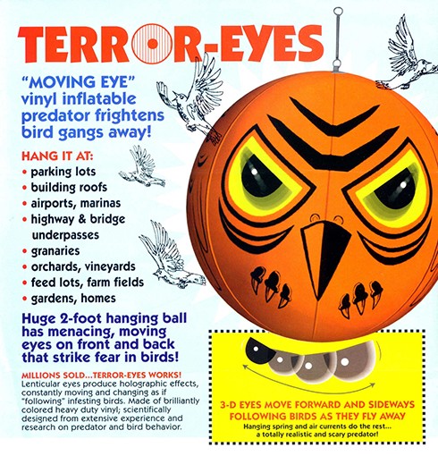 Голографический шар "Terror Eyes +" — эффективный и самый незатратный способ избавления от птиц