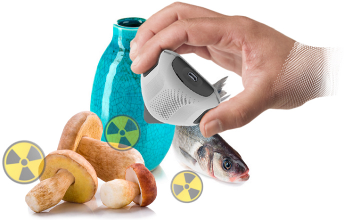 Аппарат измеряет радиационный фон продуктов питания и других предметов