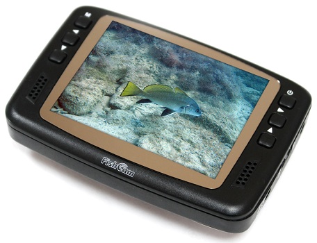 Кнопки для управления параметрами изображения расположены на передней панели монитора рыболовной видеокамеры "FishCam-501" (нажмите на фото для увеличения)