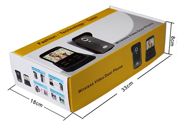 Весь комплект беспроводного видеодомофона "KIVOS" продается в небольшой картонной коробке 