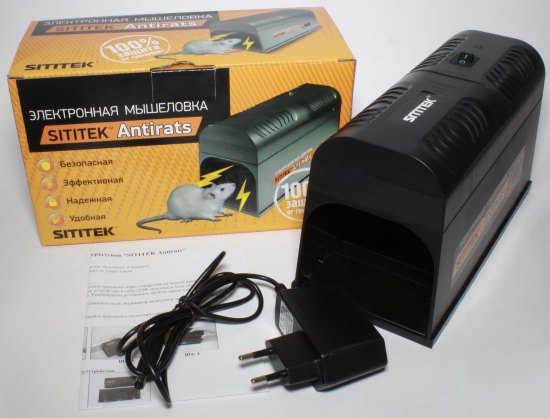 Электронная мышеловка "SITITEK Antirats" комплектуется адаптером для питания от сети 220 В