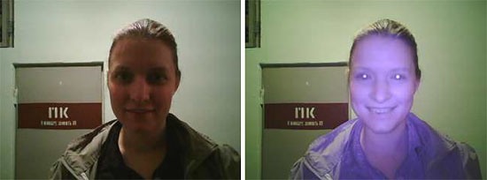 Так выглядят снимки, сделанные камерой видеоглазка "Black Fortress STK" в условиях обычного и инфракрасного освещения