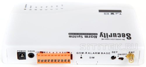 Все разъемы и переключатели на контрольной панели сигнализации GSM "Sokol GSM Profi" вынесены на одну сторону, что облегчает доступ к ним 