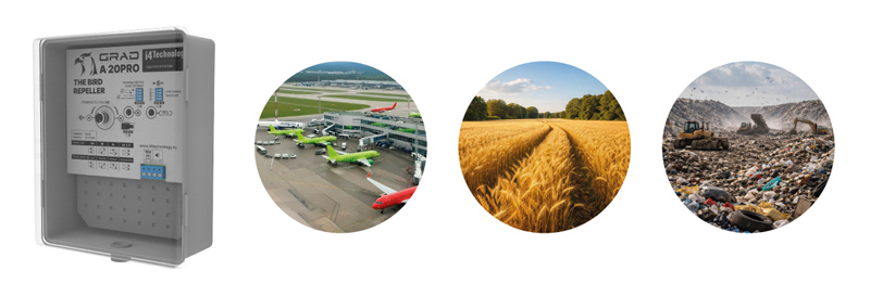 Области использования отпугивателя птиц Град А-20 Pro