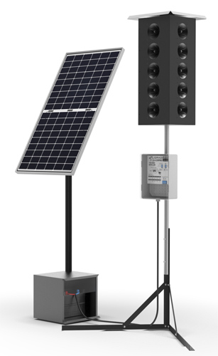 Отпугиватель птиц Град А-20 Pro комплектуется мощной солнечной батареей 50 Вт и контроллером