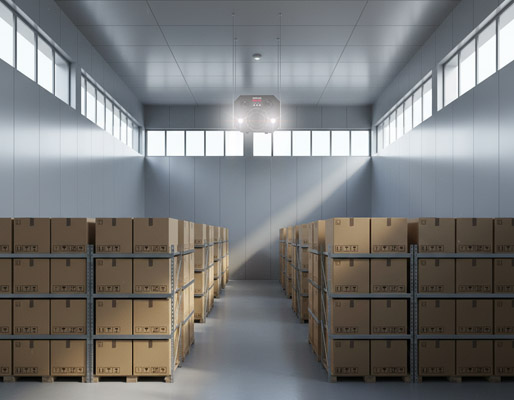 отпугиватель животных "Град DUOS PRO" установленный под крышей склада защитит от грызунов и птиц